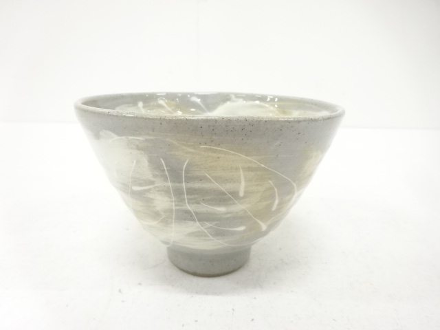 JAPANESE TEA CEREMONY / TEA BOWL CHAWAN / BRUSH-MARKED / ARTISAN WORK